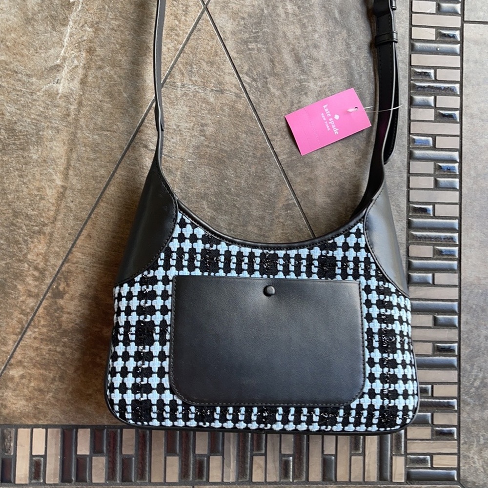 Kate Spade Crossbody Tweed Fabric Blue Multi - Picture 16 of 16
